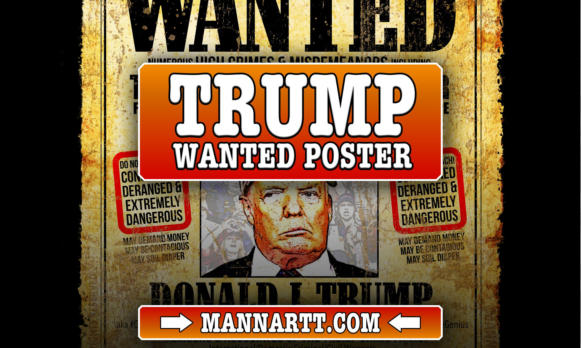 Teaser art for ANTI TRUMP POSTER / DONALD TRUMP POSTER / FUNNY OLD WEST WANTED POSTER - featured art..