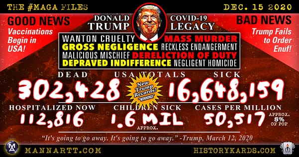 Infographic showing stats from the Coronavirus pandemic and their relation to Donald Trump's horrifyingly inept response to same.
