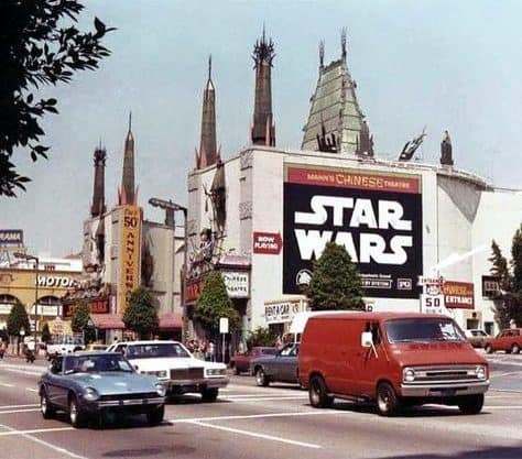 star wars mann's chinese theater from hollywood blvd 1977